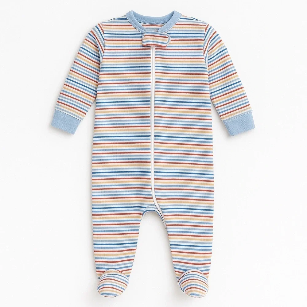Gerber Baby Striped Zip-Up Footed Sleeper